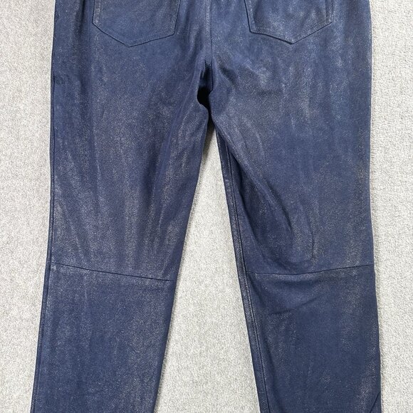 Chicos Metallic Faux Suede Navy Pull On Slim Pants Size 0.5 (Fits 6) - Picture 14 of 16